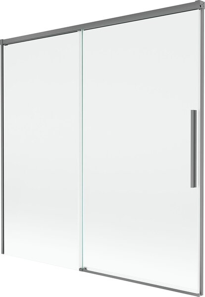 Mexen Rox 2-szárnyú tolható fürdőkád paraván 160 x 150 cm, átlátszó, gun metal - 8C9-160-001-95-00