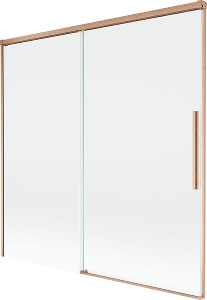 Mexen Rox 2-szárnyú, tolható, fürdőkádi paraván 160 x 150 cm, átlátszó, kefe hatású réz - 8C9-160-001-65-00