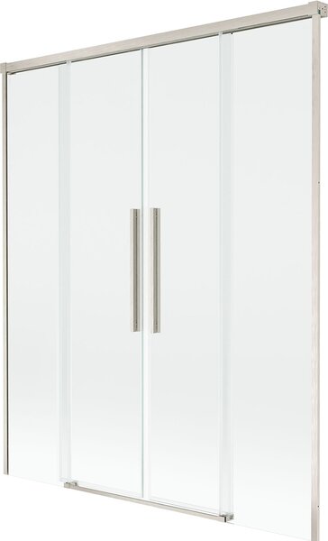 Mexen Rox 2-szárnyú toló kádparaván, 160 x 150 cm, átlátszó, kefélt nikkel - 8C9-160-002-97-00