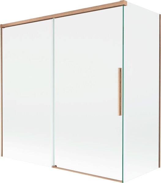Mexen Rox kétszárnyú tolható fürdőszobai paraván 160 + 70 x 150 cm, átlátszó, kefélt réz - 8C9-160-070-65-00