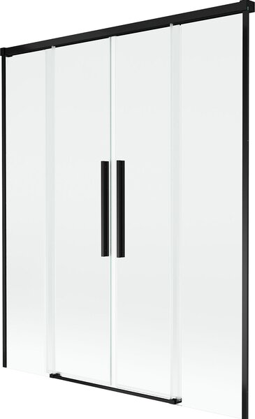 Mexen Rox Mexen Rox toló-dupla ajtós, 160 x 150 cm, átlátszó, fekete fürdőkád paraván - 8C9-160-002-70-00