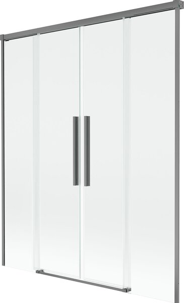 Mexen Rox kétszárnyú toló kádparaván 160 x 150 cm, átlátszó, gun metal - 8C9-160-002-95-00