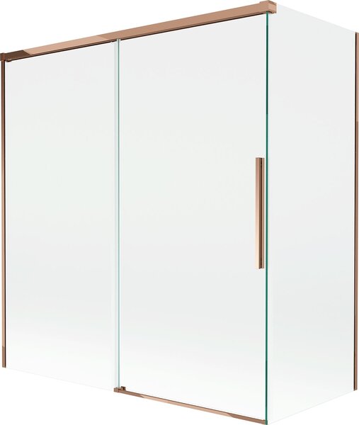 Mexen Rox 2-szárnyú, toló kádparaván 150 + 70 x 150 cm, átlátszó, rózsaszín arany - 8C9-150-070-60-00