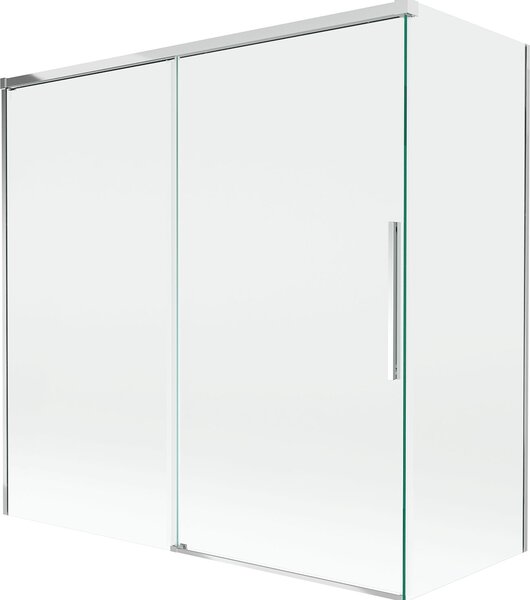 Mexen Rox 2-részes húzható fürdőkád paraván 160 + 75 x 150 cm, átlátszó, króm - 8C9-160-075-01-00