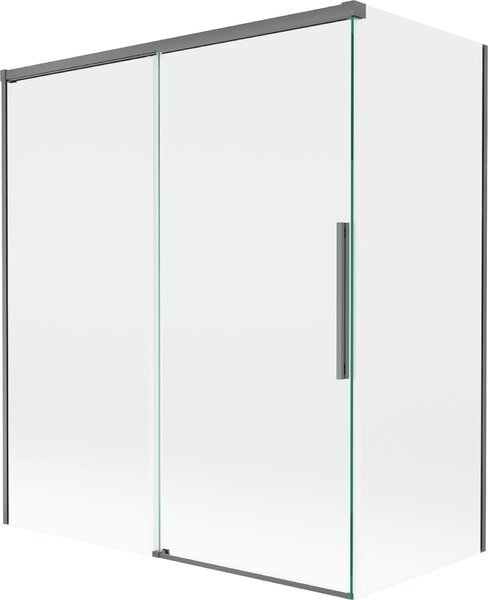 Mexen Rox kádparaván 2-szárnyú tolóajtós 140 + 70 x 150 cm, átlátszó, gun metal - 8C9-140-070-95-00