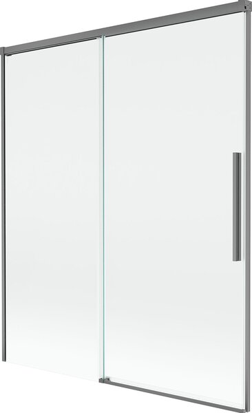 Mexen Rox kétszárnyú, toló, 140 x 150 cm-es fürdőkádparaván, átlátszó, gun metal - 8C9-140-001-95-00