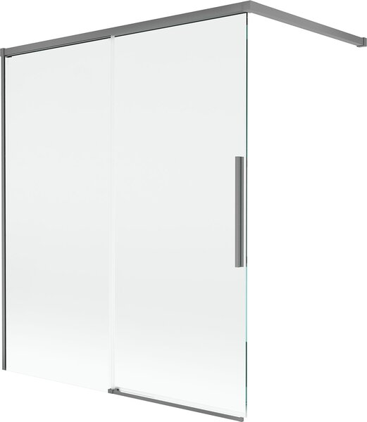 Mexen Rox 2-panel toló kádparaván 140 x 150 cm, átlátszó, gun metal - 8C9-140-003-95-00