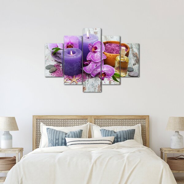 Orchideák és gyertyák képe (150x105 cm)