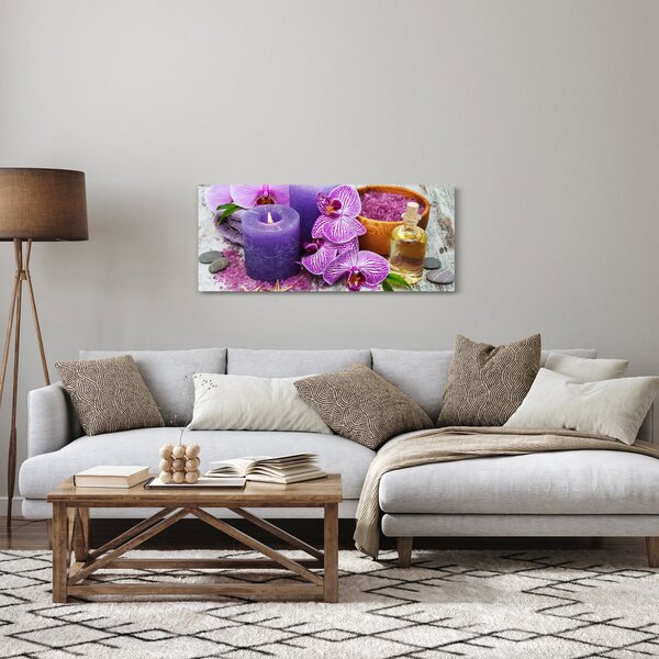 Orchideák és gyertyák képe (120x50 cm)