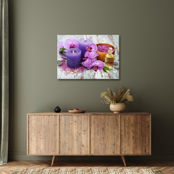 Orchideák és gyertyák képe (70x50 cm)
