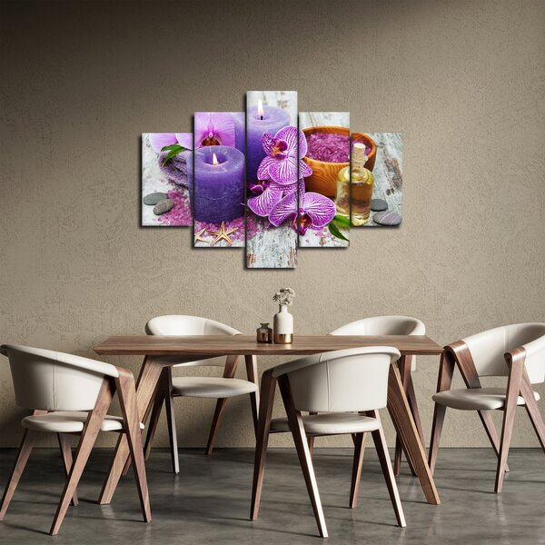 Orchideák és gyertyák képe (150x105 cm)