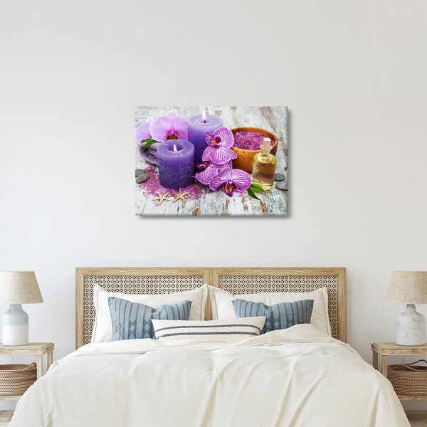 Orchideák és gyertyák képe (70x50 cm)