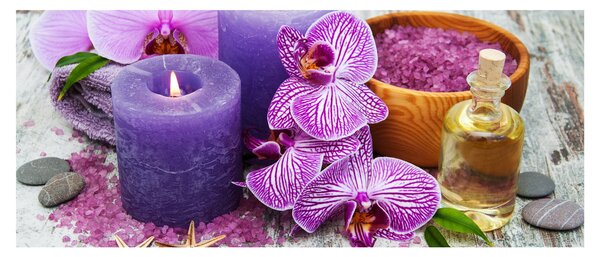 Orchideák és gyertyák képe (120x50 cm)