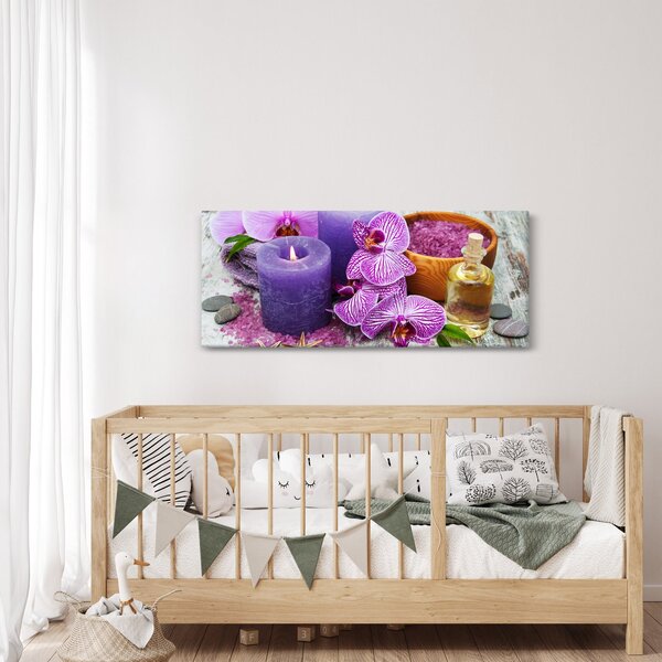 Orchideák és gyertyák képe (120x50 cm)