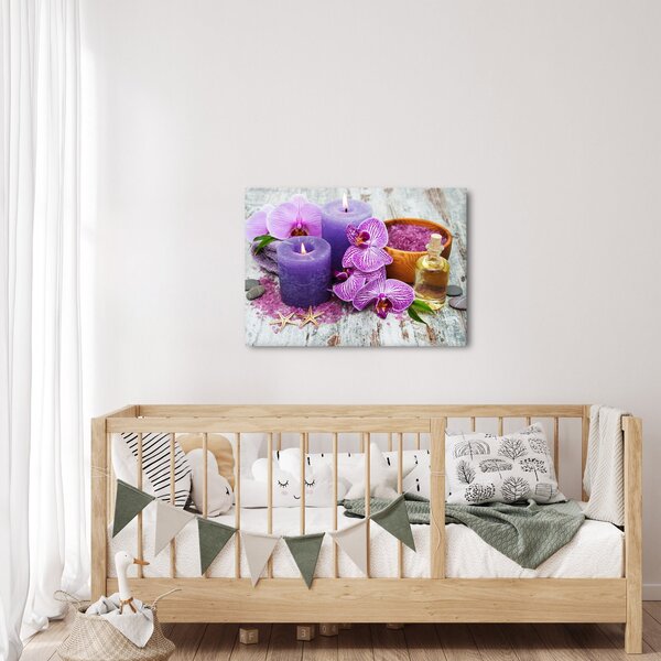 Orchideák és gyertyák képe (70x50 cm)