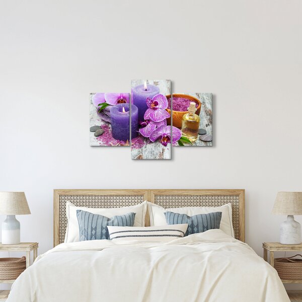 Orchideák és gyertyák képe (90x60 cm)