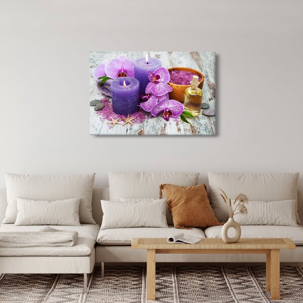 Orchideák és gyertyák képe (90x60 cm)