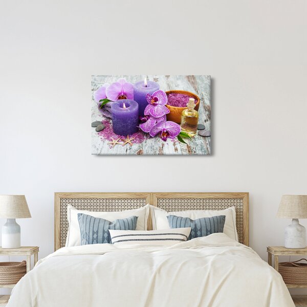 Orchideák és gyertyák képe (90x60 cm)