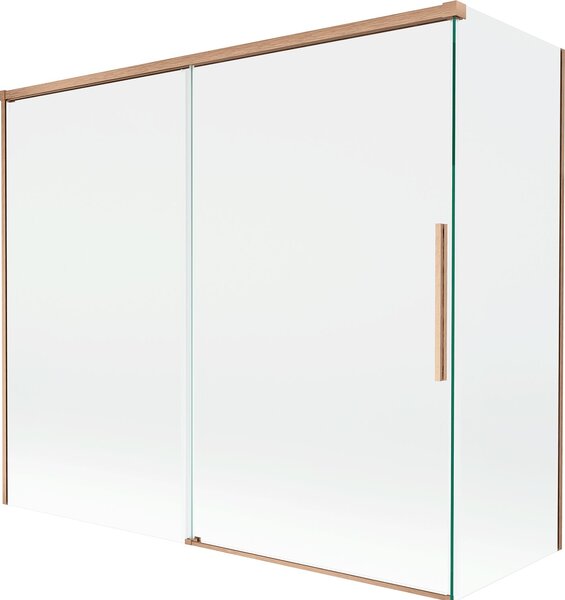 Mexen Rox 2-szárnyú, toló fürdőszobai paraván 180 + 90 x 150 cm, átlátszó, csiszolt réz - 8C9-180-090-65-00