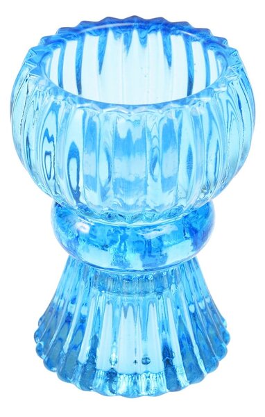 Kék alacsony üveg gyertyatartó - Rex London