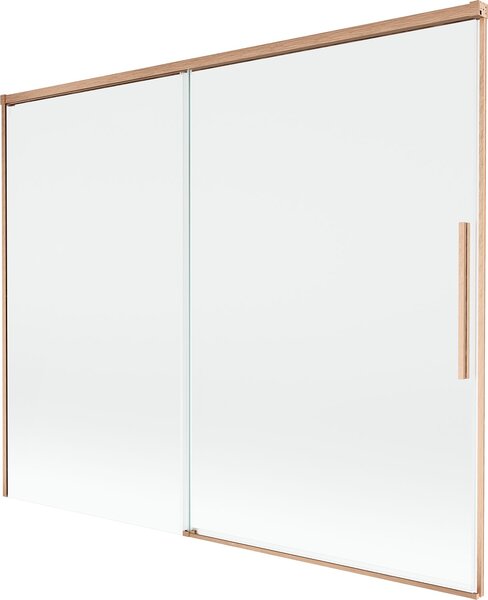 Mexen Rox 2-szárnyú toló fürdőkád paraván 190 x 150 cm, átlátszó, kefe hatású réz - 8C9-190-001-65-00