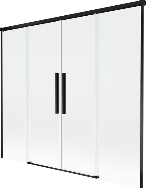 Mexen Rox 2-szárnyú tolható fürdőkád paraván, 190 x 150 cm, áttetsző, fekete - 8C9-190-002-70-00