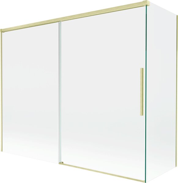 Mexen Rox kétszárnyú, eltolható fürdőszobai paraván 190 + 90 x 150 cm, átlátszó, aranyszálcsiszolt - 8C9-190-090-55-00