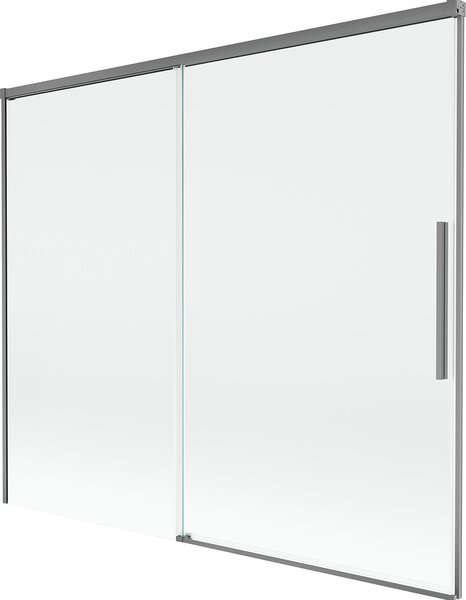Mexen Rox 2-szárnyú, toló kádelválasztó 180 x 150 cm, átlátszó, szürke fém - 8C9-180-001-95-00