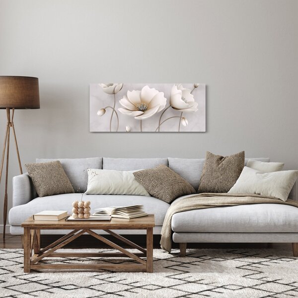 Fehér virágok képe (120x50 cm)