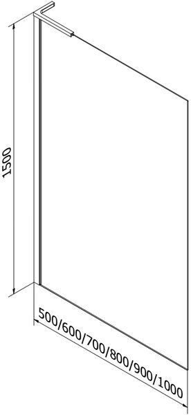 Mexen Next L kádparaván 1-szárnyú 100 x 150 cm, jégvirágos, fehér - 895-100-000-03-30-20