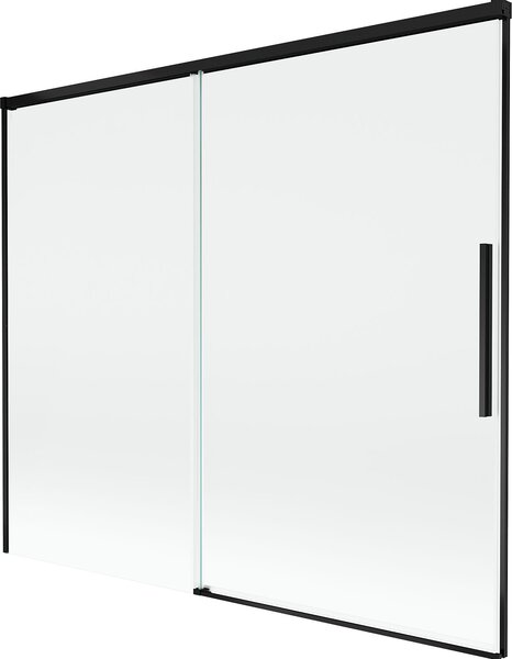 Mexen Rox 2-szárnyas, eltolható, 180 x 150 cm-es fürdőkádparaván, átlátszó, fekete - 8C9-180-001-70-00
