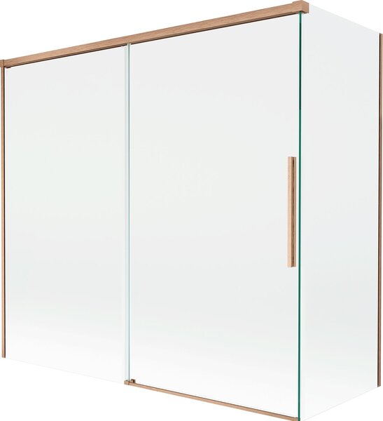 Mexen Rox 2-paneles toló fürdőszobai paraván 170 + 80 x 150 cm, áttetsző, csiszolt réz - 8C9-170-080-65-00