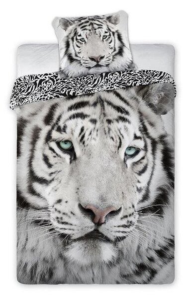 Deluxe 3D Fehér Tigris pamut ágyneműhuzat 200x140cm+90x70cm Faro