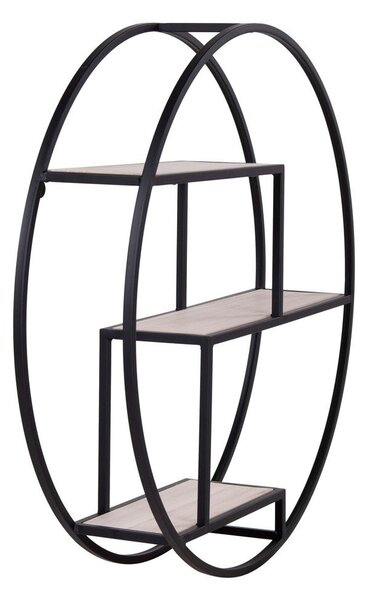 Fekete-natúr színű többszintes paulownia fali polc 62 cm Rotterdam – House Nordic