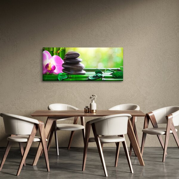 Kép a masszázs kövek és orchideák a vízen (120x50 cm)