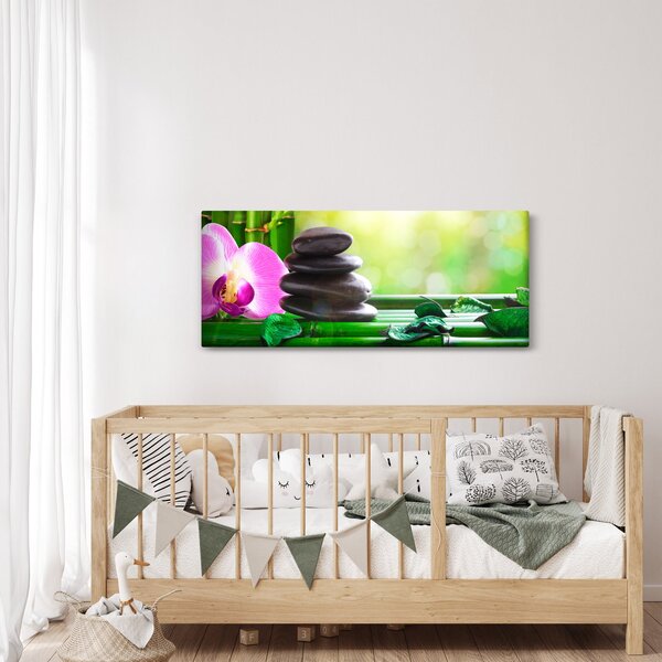 Kép a masszázs kövek és orchideák a vízen (120x50 cm)