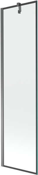 Mexen Next 1-szárnyú fürdőszobai paraván 50 x 150 cm, fekete keret, gun metal - 895-050-000-00-70-95