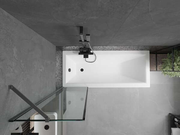Mexen Next 1-szárnyú fürdőszobai paraván 50 x 150 cm, fekete keret, gun metal - 895-050-000-00-70-95