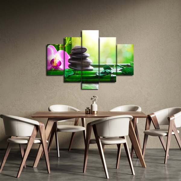 Kép a masszázs kövek és orchideák a vízen (150x105 cm)