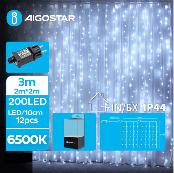 Aigostar B.V. Aigostar - LED Karácsonyi kültéri lánc 200xLED/8 funkció 5x2m IP44 hideg fehér AI0460