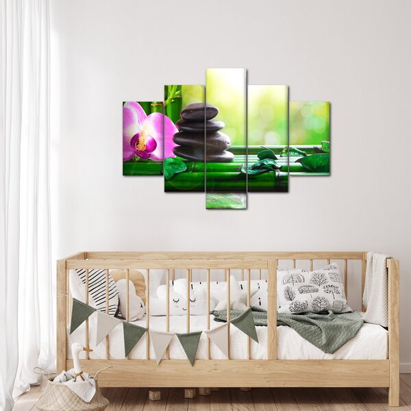 Kép a masszázs kövek és orchideák a vízen (150x105 cm)