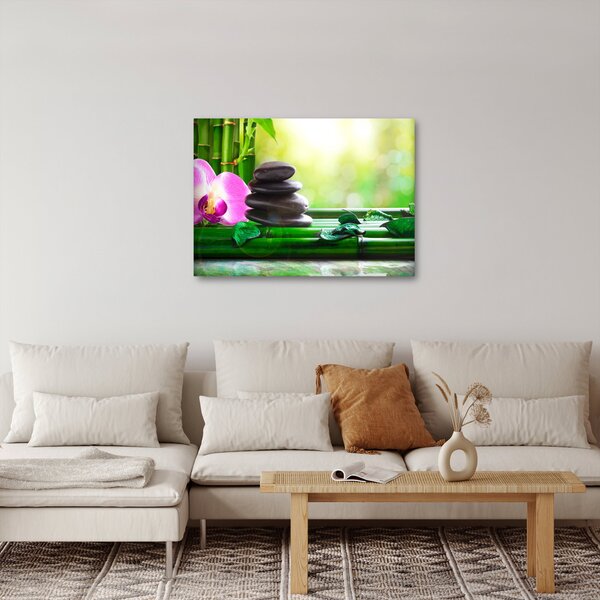Kép a masszázs kövek és orchideák a vízen (70x50 cm)