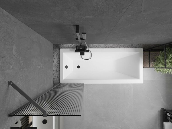 Mexen Next fürdőkád paraván 1-szárnyú 50 x 150 cm, csíkos, gun metal - 895-050-000-00-09-95