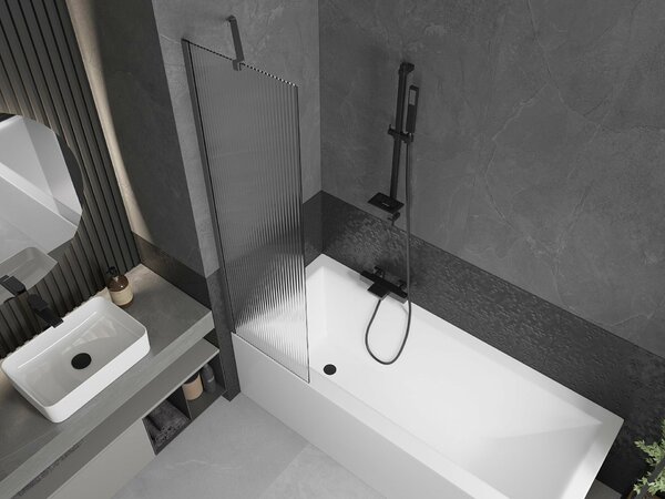 Mexen Next fürdőkád paraván 1-szárnyú 50 x 150 cm, csíkos, gun metal - 895-050-000-00-09-95