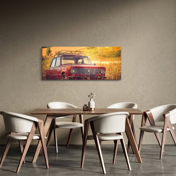 Autó a mezőben képe (120x50 cm)
