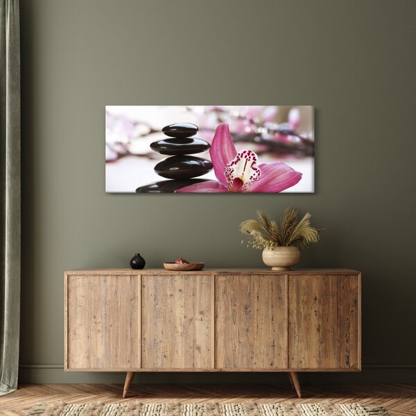 Masszázs kövek és orchideák képe (120x50 cm)