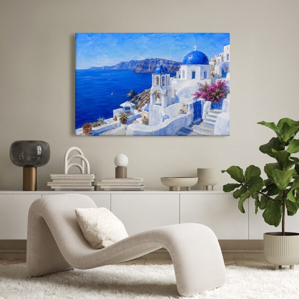 Kép santorini kék kupolái