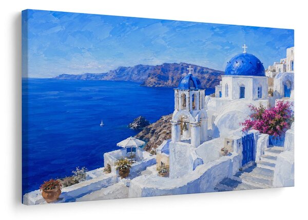 Kép santorini kék kupolái