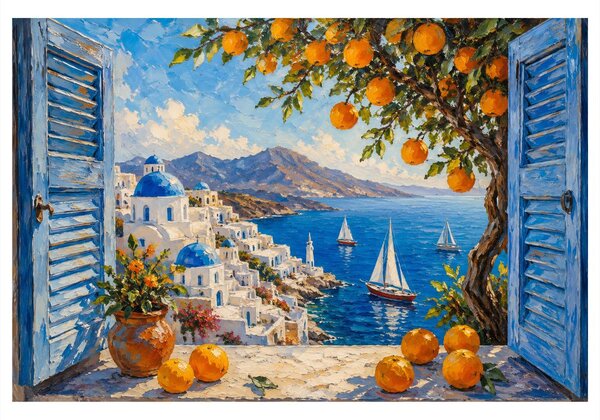 Kép santorini partja narancsokkal