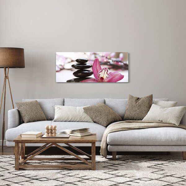 Masszázs kövek és orchideák képe (120x50 cm)